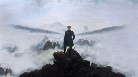  Wanderer above the Sea of Fog -  Romanttinen maalauksellinen näkemys mystisestä maisemasta!